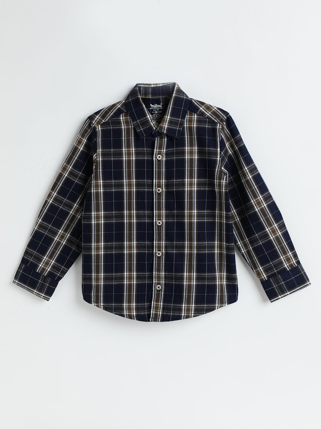 Milou Boys Cotton Full Sleeve Checked Shirt Navy Blue Check - Milou - Care. The Swiss WayShirt