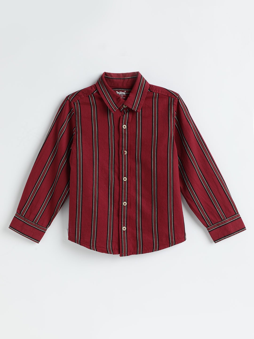 Milou Boys Cotton Full Sleeve Stripedd Bio-Washed Shirt Maroon Striped - Milou - Care. The Swiss WayShirt