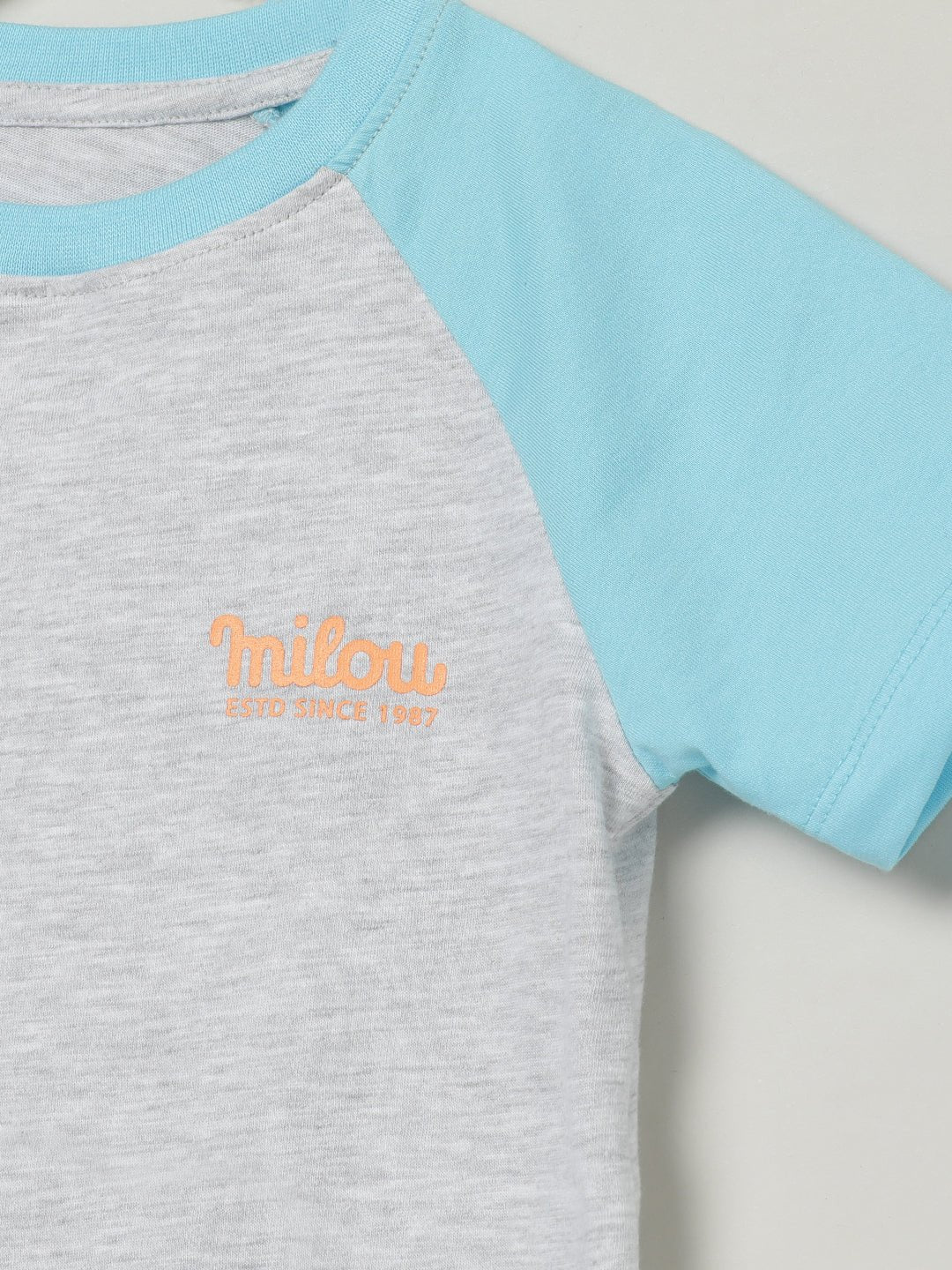 Milou Boys Cotton T-Shirt Grey & Peach - Milou - Care. The Swiss WayT-Shirt