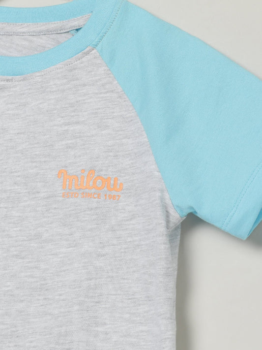 Milou Boys Cotton T-Shirt Grey & Peach - Milou - Care. The Swiss WayT-Shirt