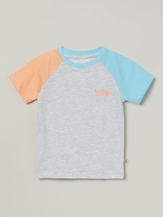 Milou Boys Cotton T-Shirt Grey & Peach - Milou - Care. The Swiss WayT-Shirt