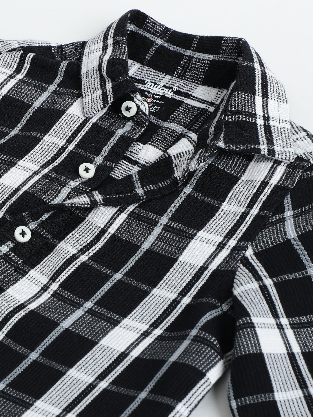 Milou Boys Full Sleeve Checked Bio-Washed Shirt Black Check - Milou - Care. The Swiss WayShirt