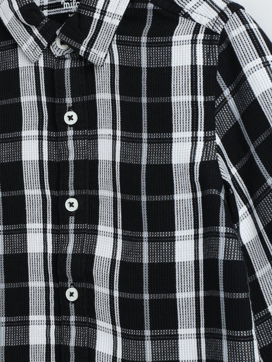 Milou Boys Full Sleeve Checked Bio-Washed Shirt Black Check - Milou - Care. The Swiss WayShirt