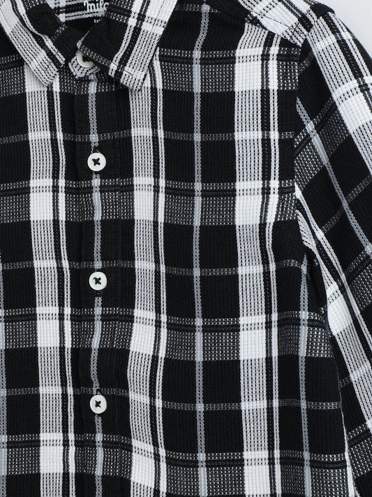 Milou Boys Full Sleeve Checked Bio-Washed Shirt Black Check - Milou - Care. The Swiss WayShirt