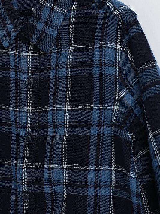 Milou Boys Full Sleeve Checked Bio-Washed Shirt Blue Check - Milou - Care. The Swiss WayShirt