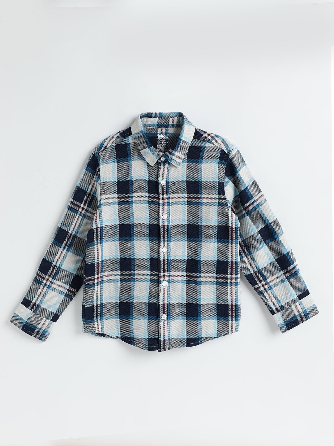 Milou Boys Full Sleeve Checked Bio-Washed Shirt Blue Check - Milou - Care. The Swiss WayShirt