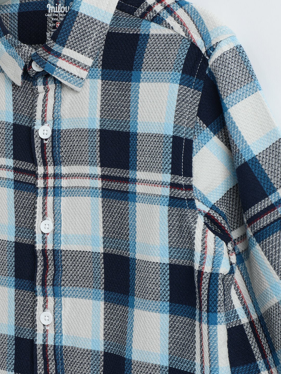 Milou Boys Full Sleeve Checked Bio-Washed Shirt Blue Check - Milou - Care. The Swiss WayShirt