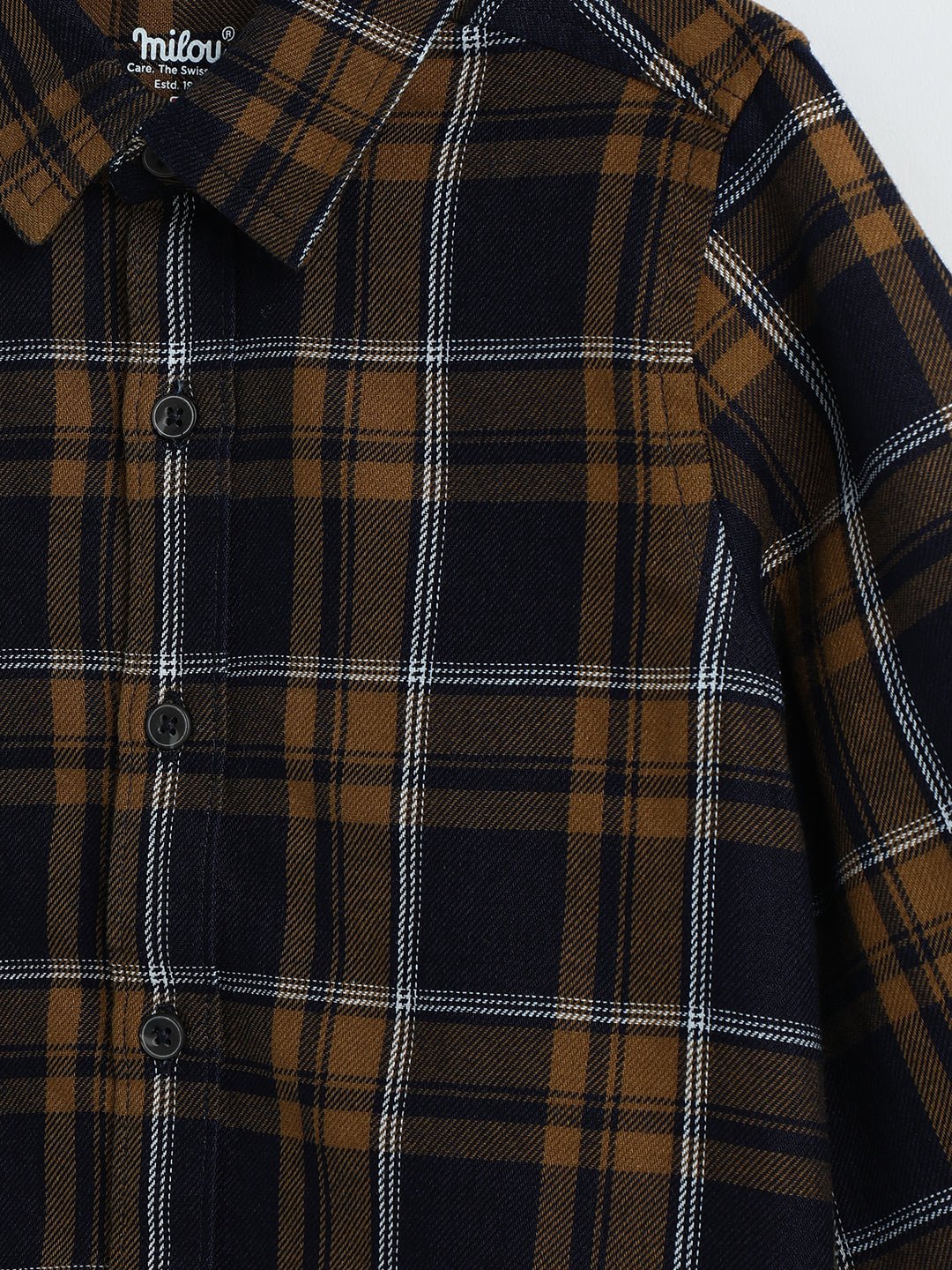 Milou Boys Full Sleeve Checked Bio-Washed Shirt Brown Check - Milou - Care. The Swiss WayShirt
