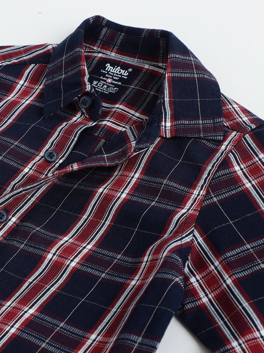 Milou Boys Full Sleeve Checked Shirt Red & Navy Blue Check - Milou - Care. The Swiss WayShirt