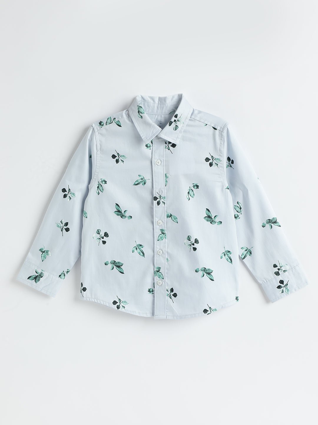 Milou Boys Full Sleeve Printed Bio-Washed Shirt Mint Leaf Print - Milou - Care. The Swiss WayShirt