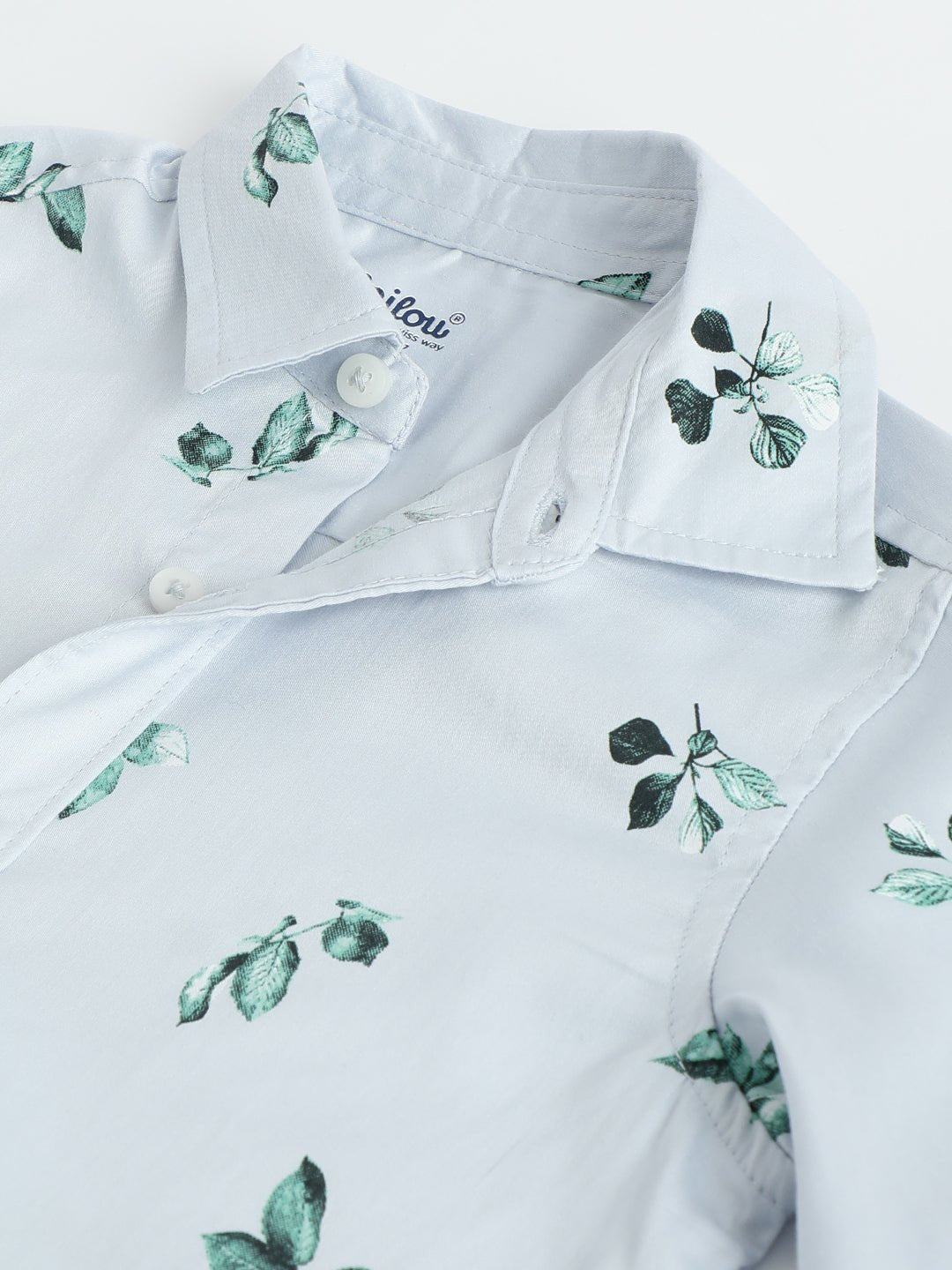 Milou Boys Full Sleeve Printed Bio-Washed Shirt Mint Leaf Print - Milou - Care. The Swiss WayShirt
