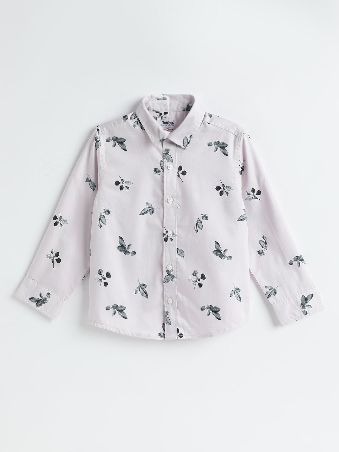 Milou Boys Full Sleeve Printed Bio-Washed Shirt Pink Leaf Print - Milou - Care. The Swiss WayShirt
