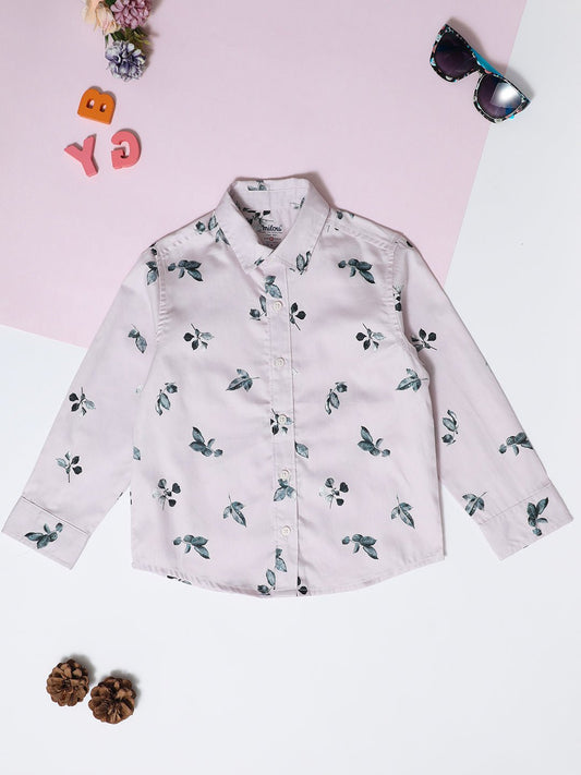 Milou Boys Full Sleeve Printed Bio-Washed Shirt Pink Leaf Print - Milou - Care. The Swiss WayShirt