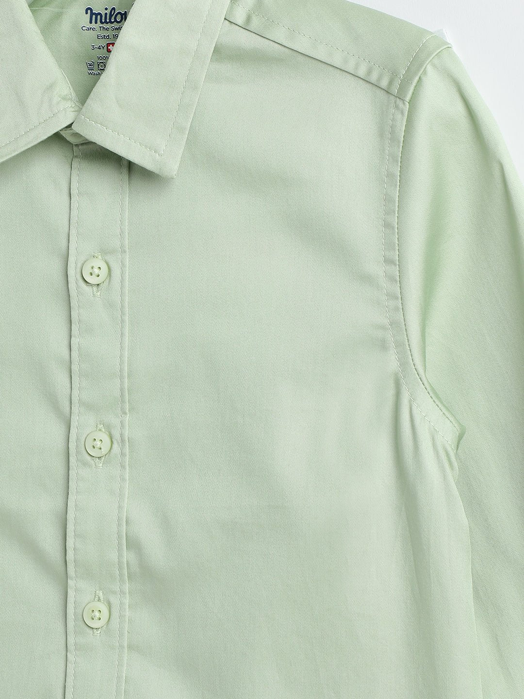 Milou Boys Full Sleeve Solid Bio-Washed Shirt Mint Green - Milou - Care. The Swiss WayShirt