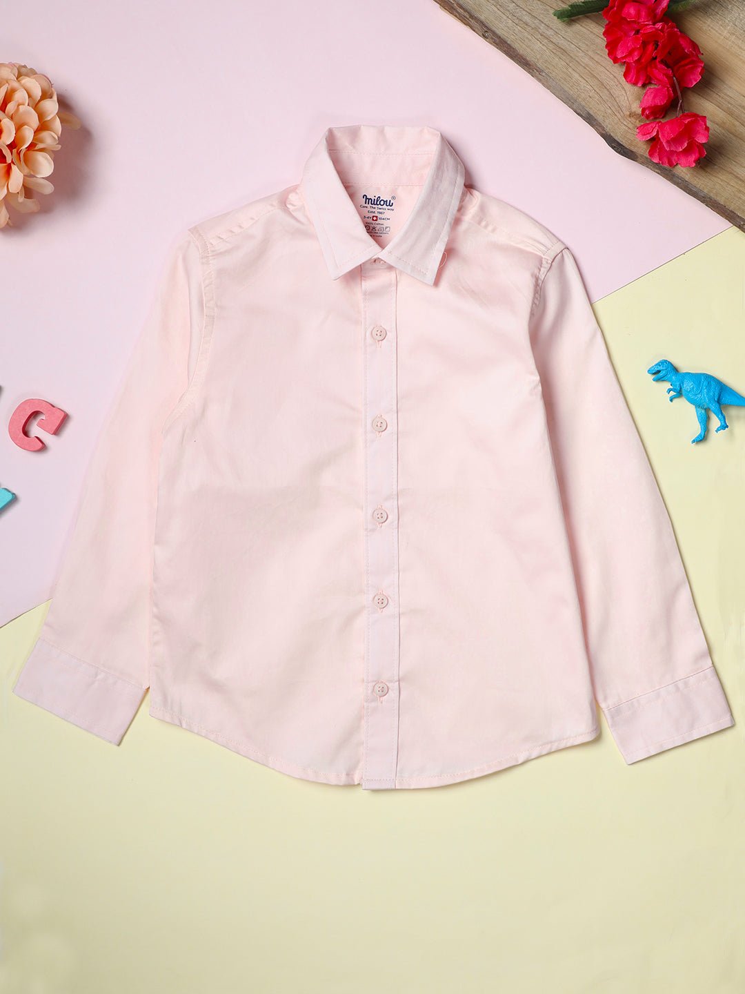 Milou Boys Full Sleeve Solid Bio-Washed Shirt Peach - Milou - Care. The Swiss WayShirt