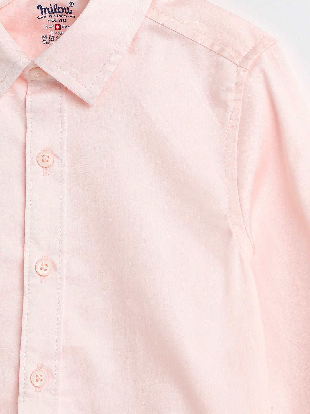 Milou Boys Full Sleeve Solid Bio-Washed Shirt Peach - Milou - Care. The Swiss WayShirt
