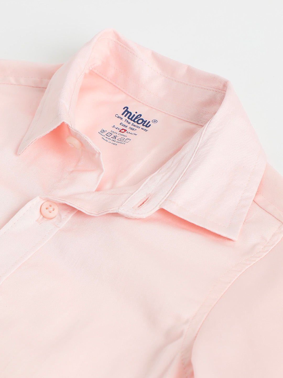 Milou Boys Full Sleeve Solid Bio-Washed Shirt Peach - Milou - Care. The Swiss WayShirt