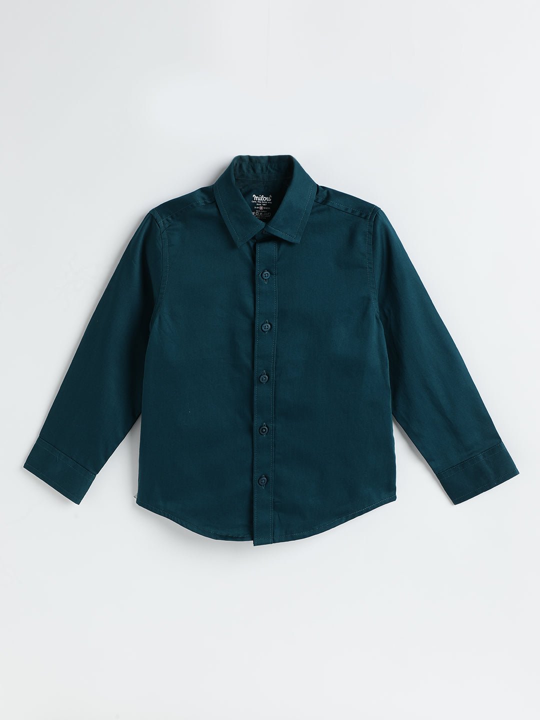 Milou Boys Full Sleeve Solid Bio-Washed Shirt Teal Blue - Milou - Care. The Swiss WayShirt