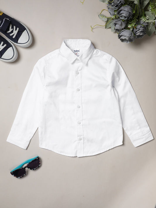 Milou Boys Full Sleeve Solid Bio-Washed Shirt White - Milou - Care. The Swiss WayShirt