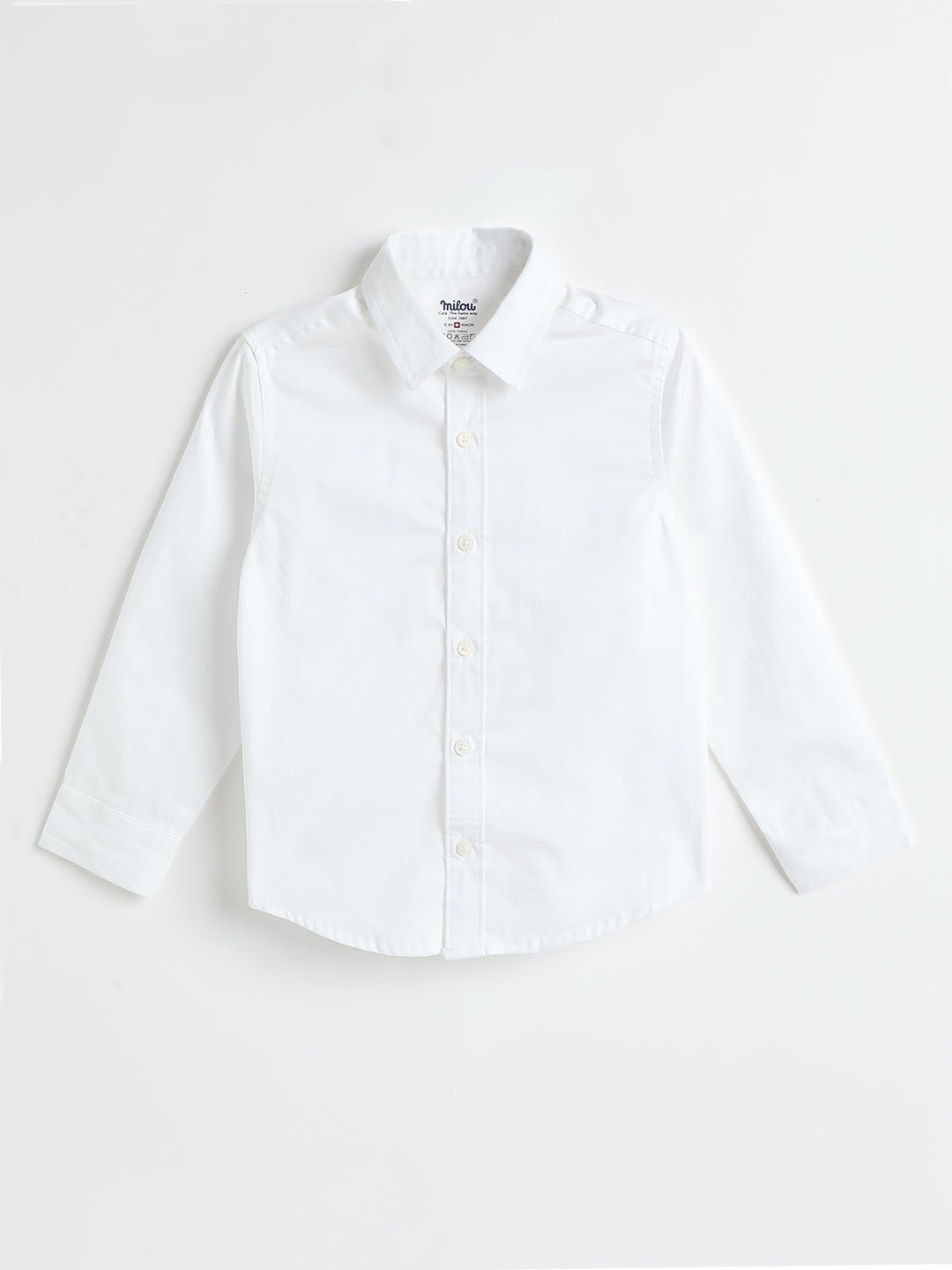 Milou Boys Full Sleeve Solid Bio-Washed Shirt White - Milou - Care. The Swiss WayShirt