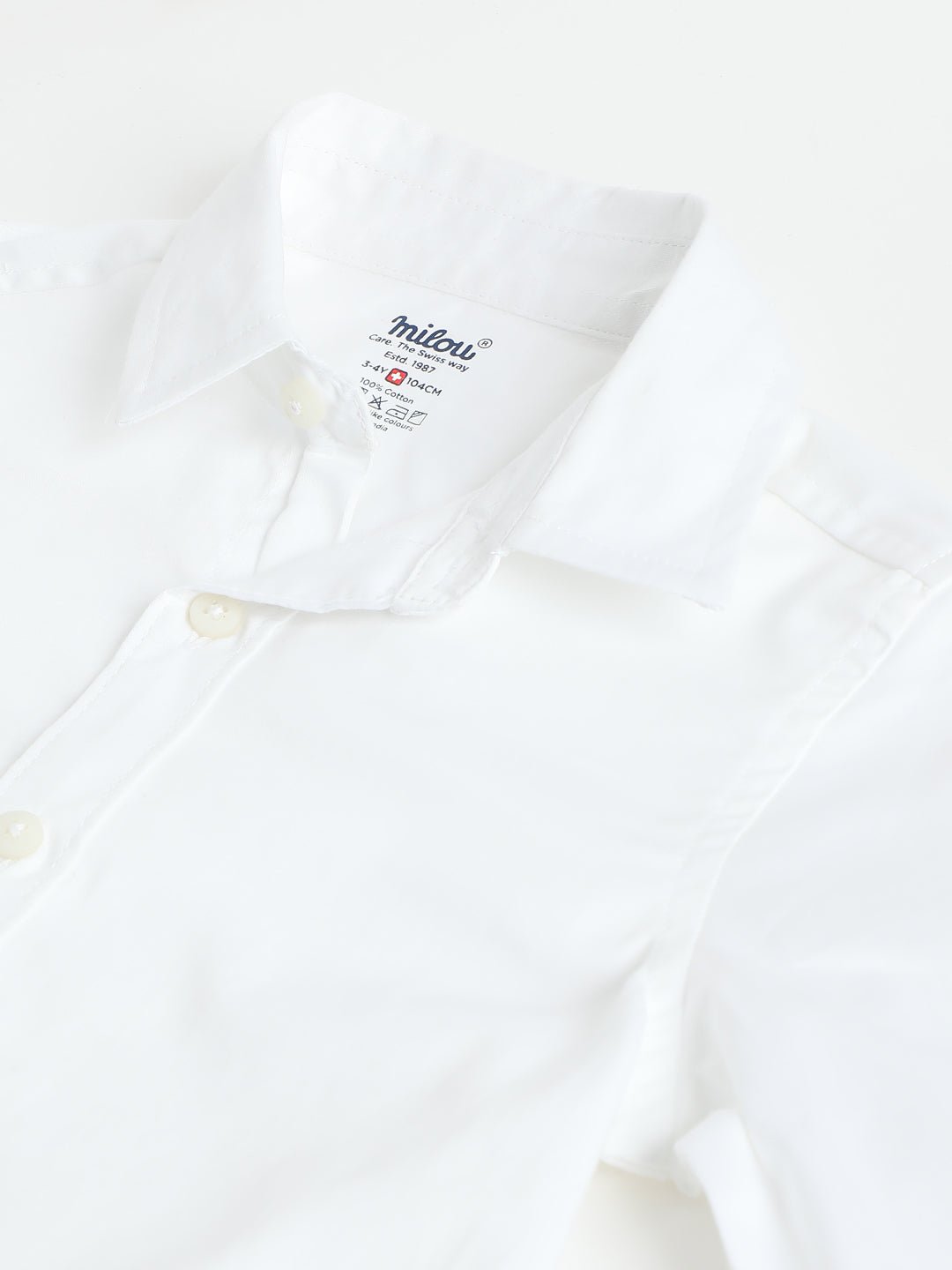 Milou Boys Full Sleeve Solid Bio-Washed Shirt White - Milou - Care. The Swiss WayShirt