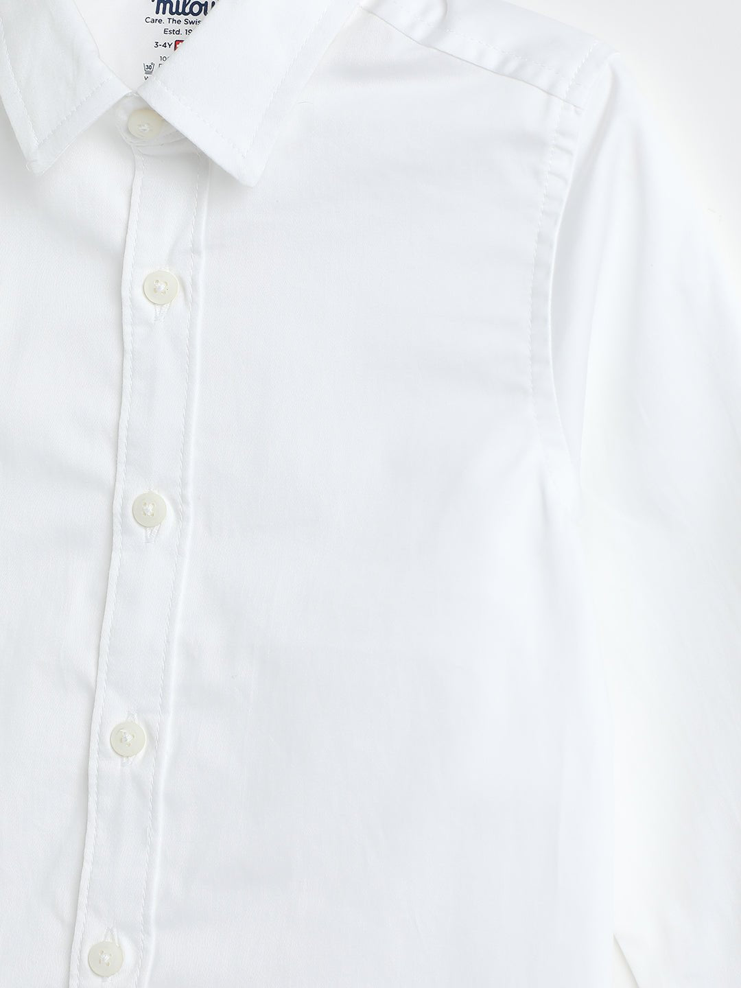 Milou Boys Full Sleeve Solid Bio-Washed Shirt White - Milou - Care. The Swiss WayShirt