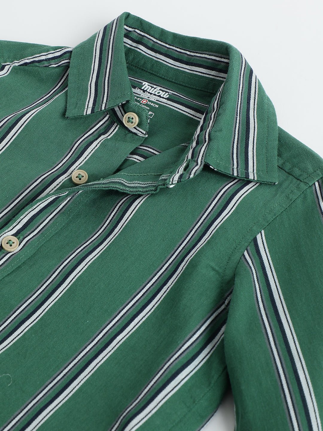 Milou Boys Full Sleeve Stripedd Bio-Washed Shirt Green Striped - Milou - Care. The Swiss WayShirt