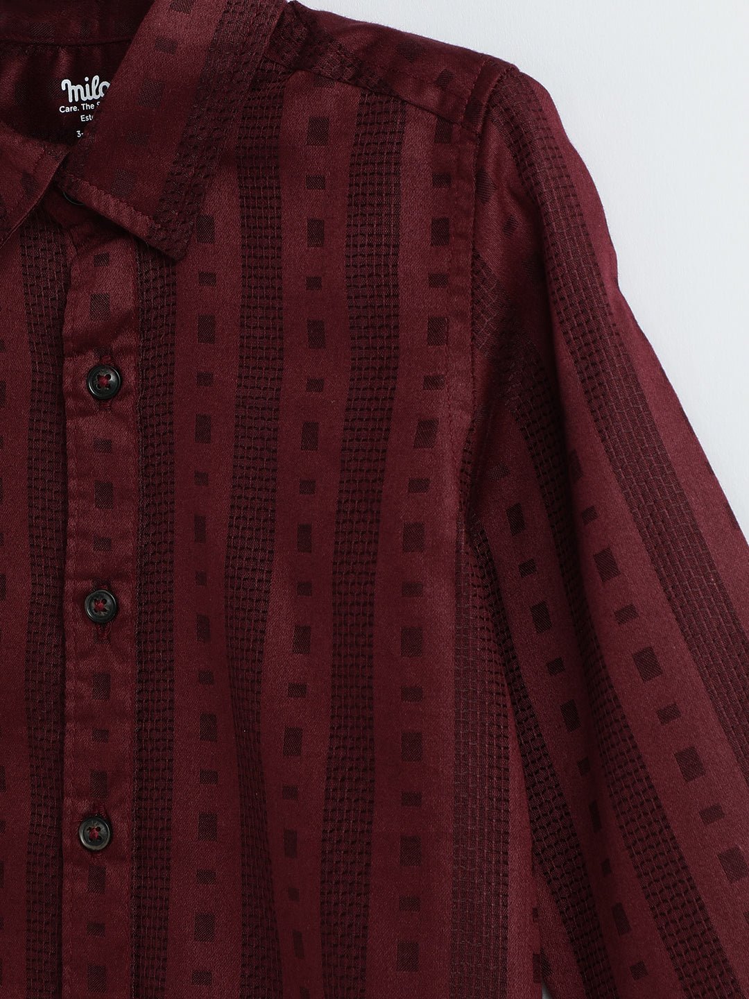 Milou Boys Full Sleeve Stripedd Bio-Washed Shirt Maroon Striped - Milou - Care. The Swiss WayShirt