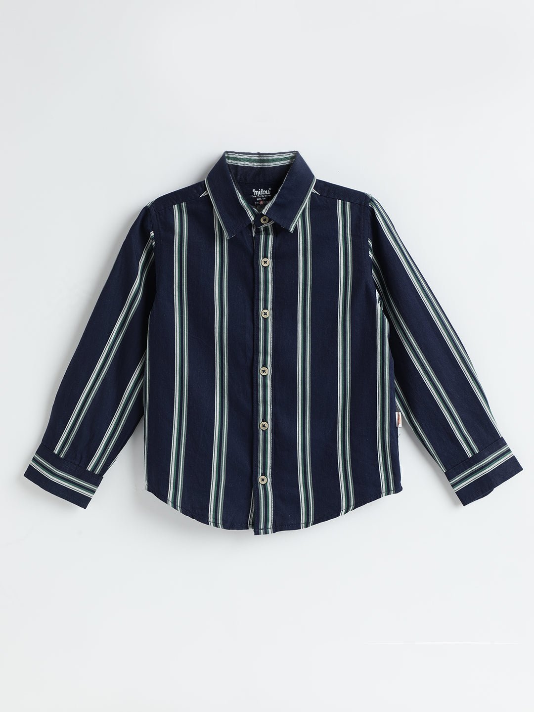 Milou Boys Full Sleeve Stripedd Bio-Washed Shirt Navy Blue Striped - Milou - Care. The Swiss WayShirt