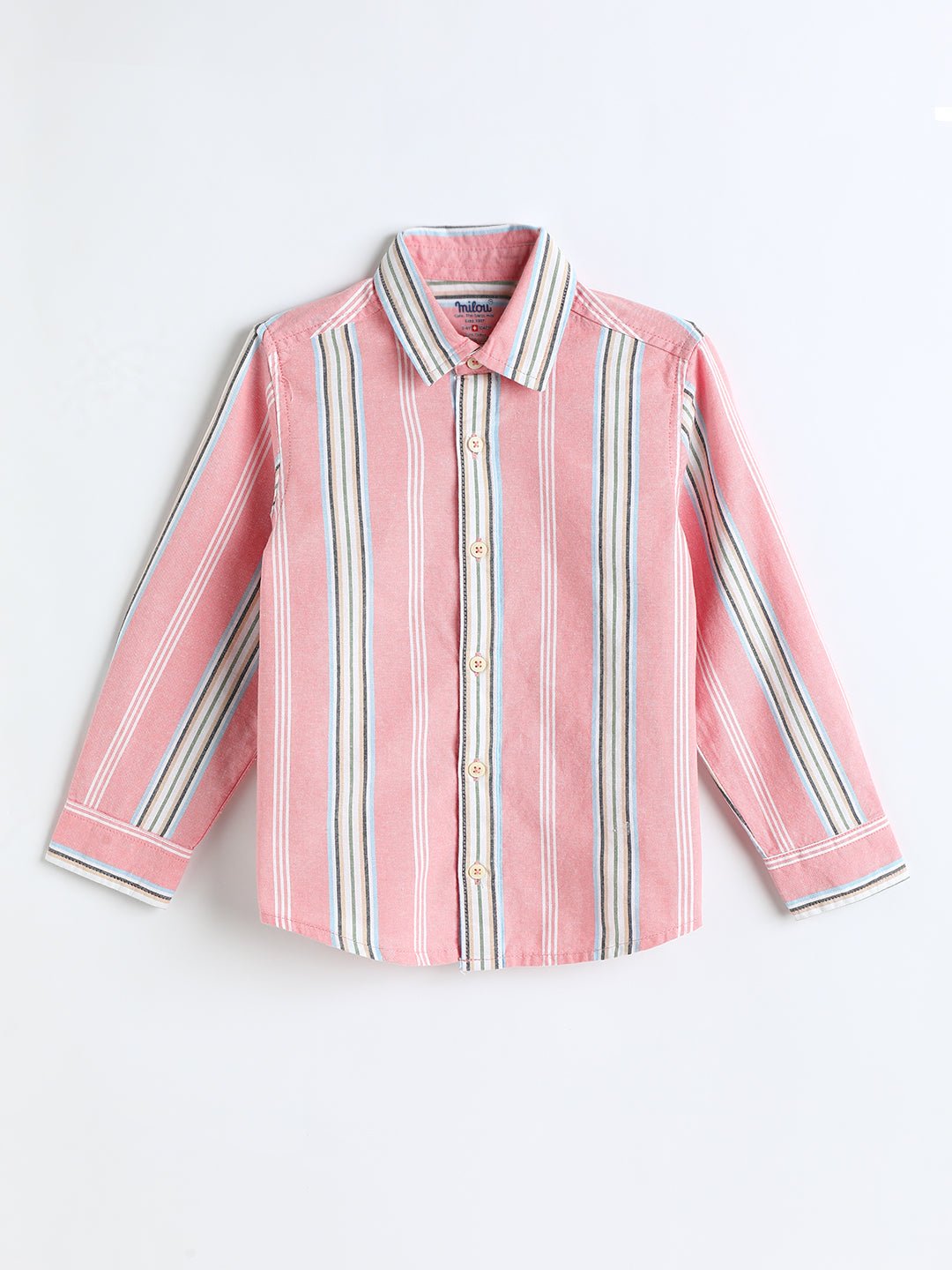 Milou Boys Full Sleeve Stripedd Bio-Washed Shirt Pink Striped - Milou - Care. The Swiss WayShirt