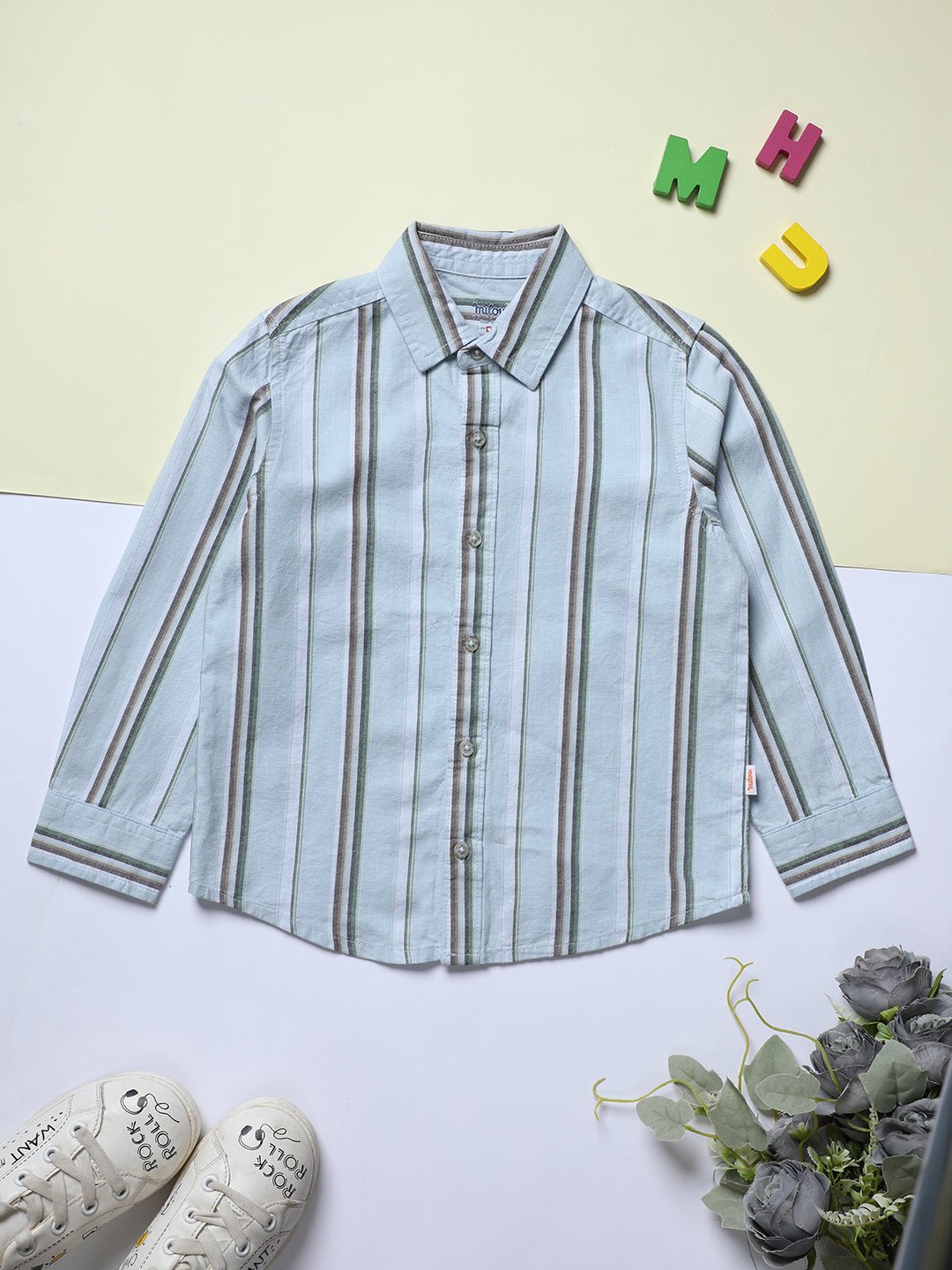 Milou Boys Full Sleeve Stripedd Bio-Washed Shirt Sky Blue Striped - Milou - Care. The Swiss WayShirt