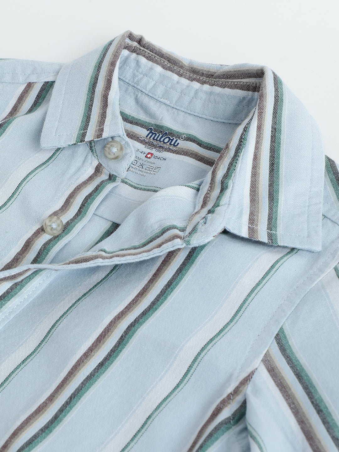 Milou Boys Full Sleeve Stripedd Bio-Washed Shirt Sky Blue Striped - Milou - Care. The Swiss WayShirt