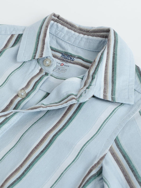 Milou Boys Full Sleeve Stripedd Bio-Washed Shirt Sky Blue Striped - Milou - Care. The Swiss WayShirt