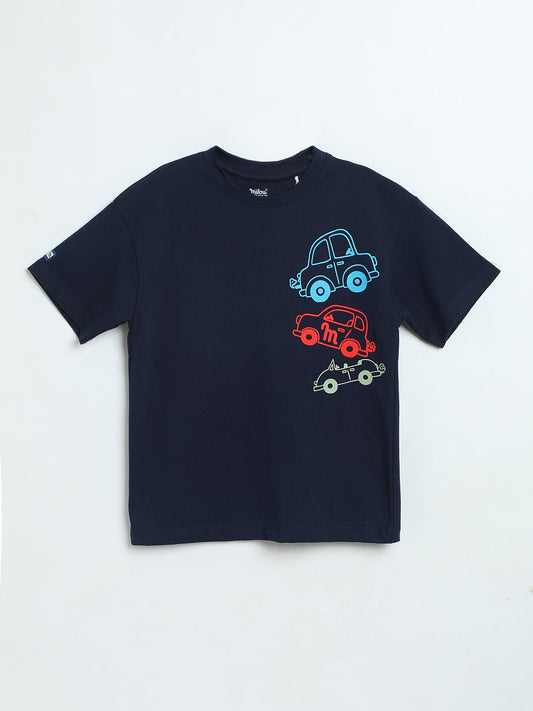 Milou Boys Graphic T-Shirt Navy Blue Vehicle Print - Milou - Care. The Swiss WayT-Shirt