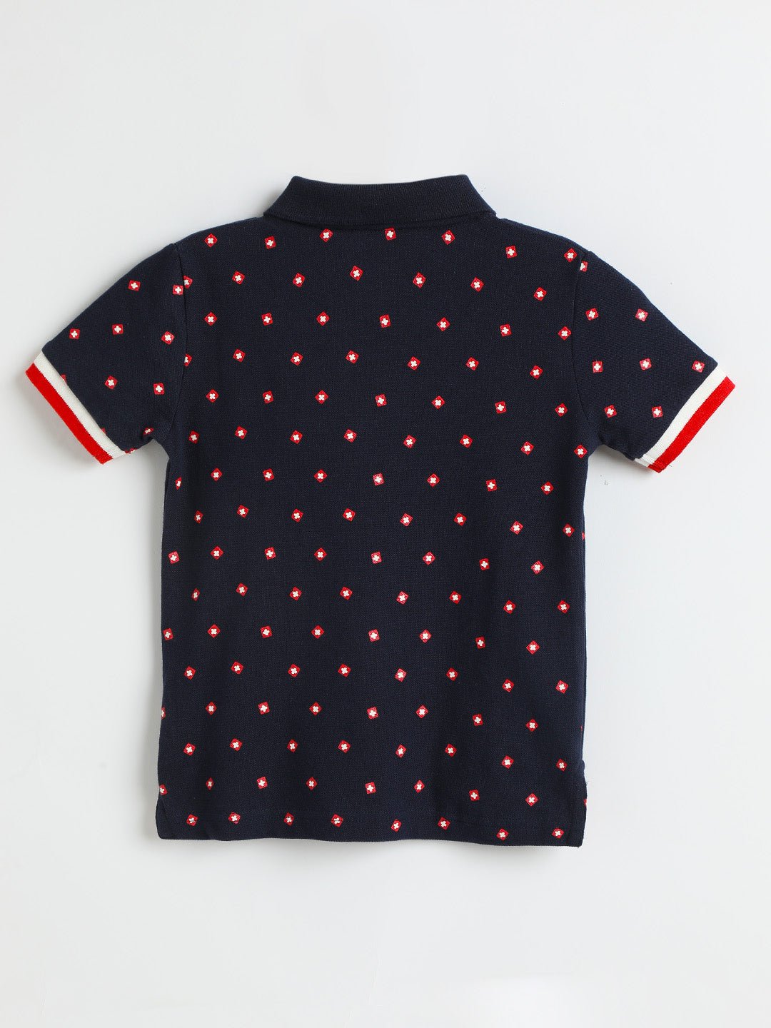 Milou Boys Half Sleeve Polo Neck T-Shirt Navy Blue Polka Print - Milou - Care. The Swiss WayPolo