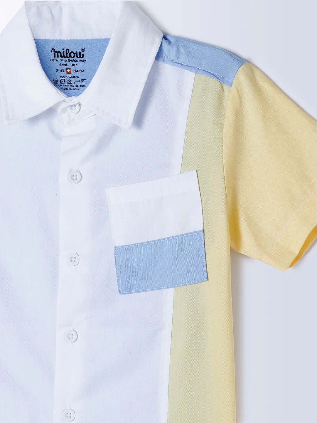 Milou Boys Half Sleeve Triple Colour Shirt Blue & Yellow - Milou - Care. The Swiss WayShirt