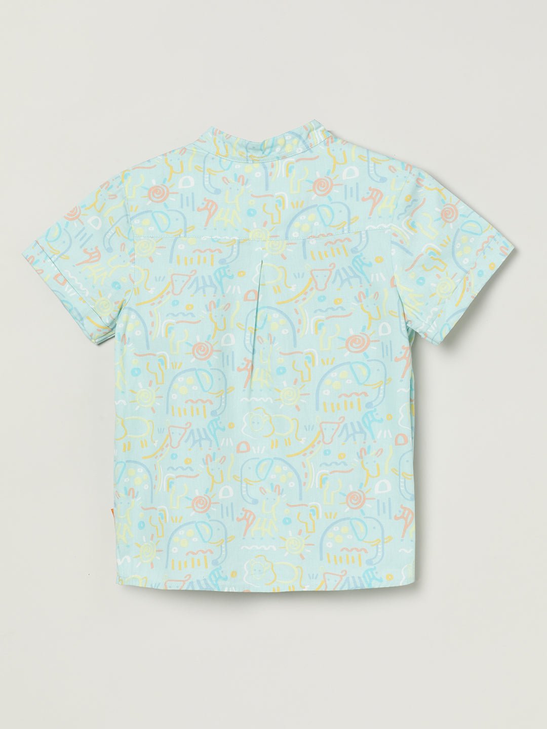 Milou Boys Mandarin Collar Printed Half Sleeve Shirt Mint Green Print - Milou - Care. The Swiss WayShirt
