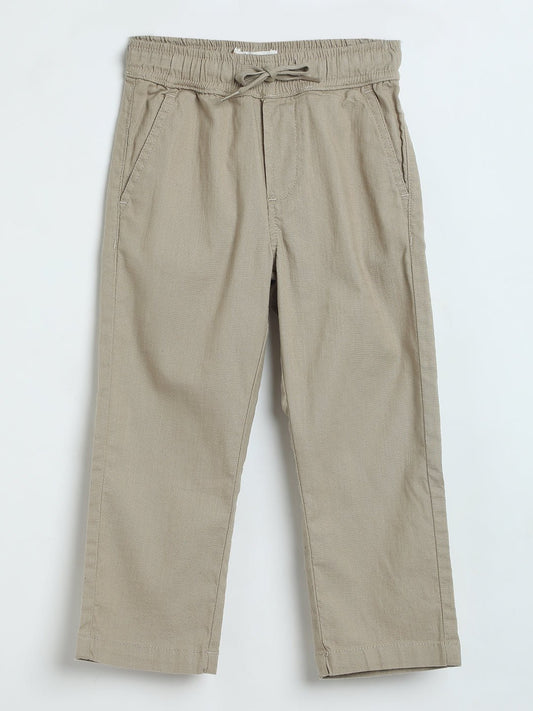 Milou Boys Slub Cotton Casual Trousers Beige - Milou - Care. The Swiss WayJeans & Trousers