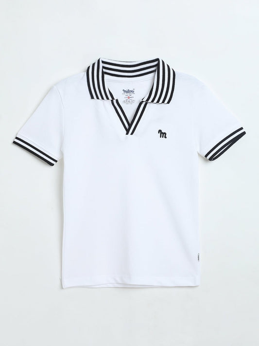 Milou Boys White Pique Polo T-Shirt - Milou - Care. The Swiss WayPolo