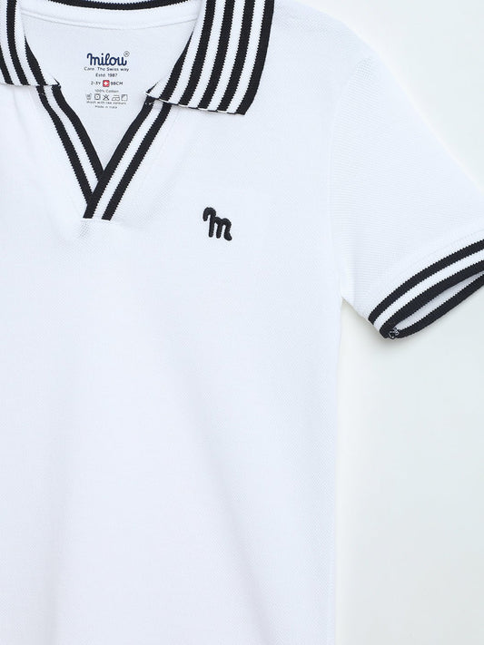 Milou Boys White Pique Polo T-Shirt - Milou - Care. The Swiss WayPolo