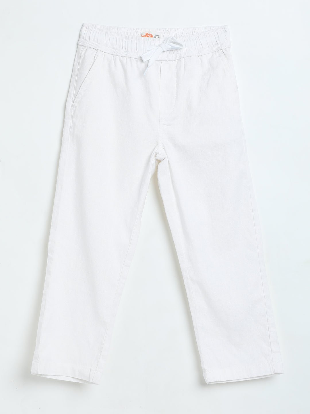 Milou Boys White Woven Drawstring Trousers - Milou - Care. The Swiss WayJeans & Trousers