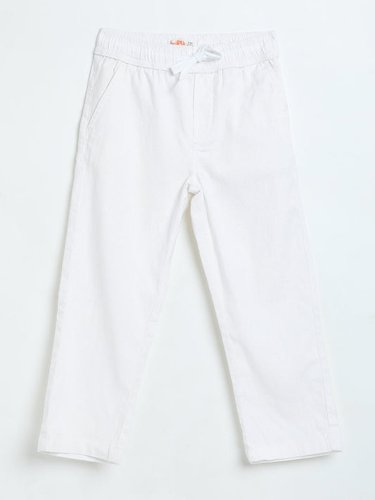 Milou Boys White Woven Drawstring Trousers - Milou - Care. The Swiss WayJeans & Trousers