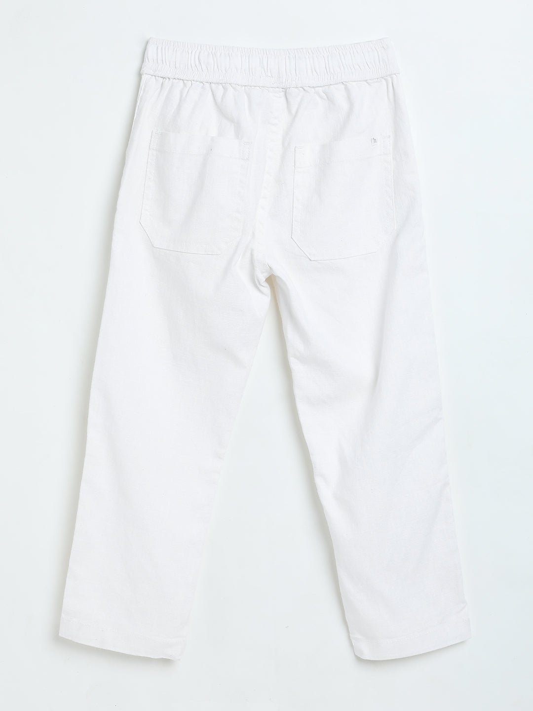 Milou Boys White Woven Drawstring Trousers - Milou - Care. The Swiss WayJeans & Trousers