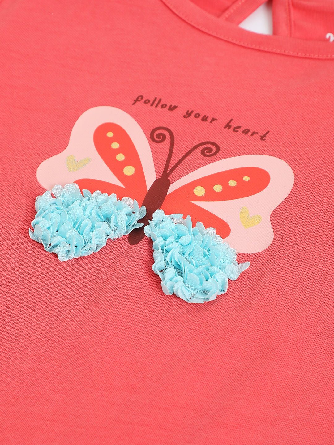 Milou Girls Butterfly Graphic T-Shirt Coral Pink - Milou - Care. The Swiss WayTops & T-shirts