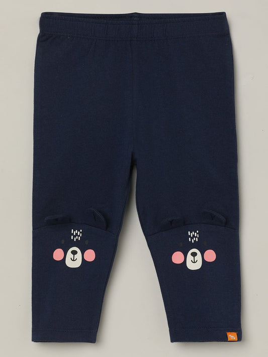 Milou Girls Cotton Printed Leggings Navy Blue Bear Print - Milou - Care. The Swiss WayLegging