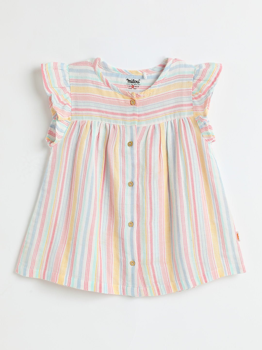 Milou Girls Cotton Striped Dress Pastel Stripe - Milou - Care. The Swiss WayDress