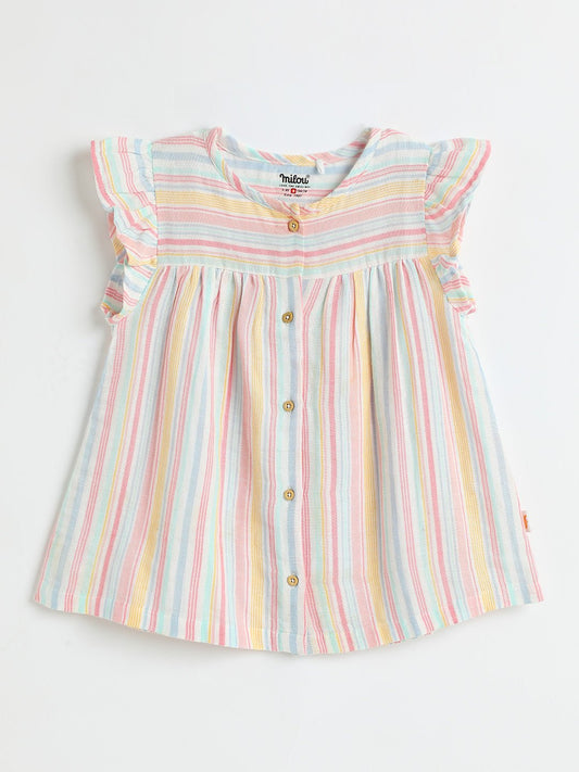 Milou Girls Cotton Striped Dress Pastel Stripe - Milou - Care. The Swiss WayDress
