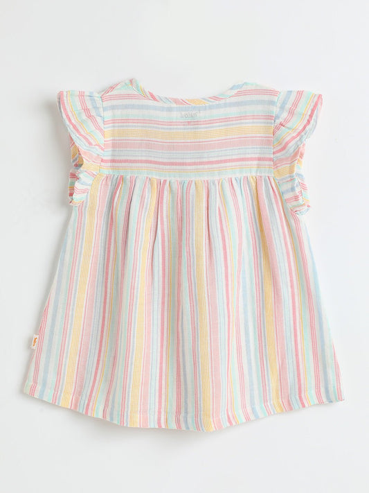 Milou Girls Cotton Striped Dress Pastel Stripe - Milou - Care. The Swiss WayDress