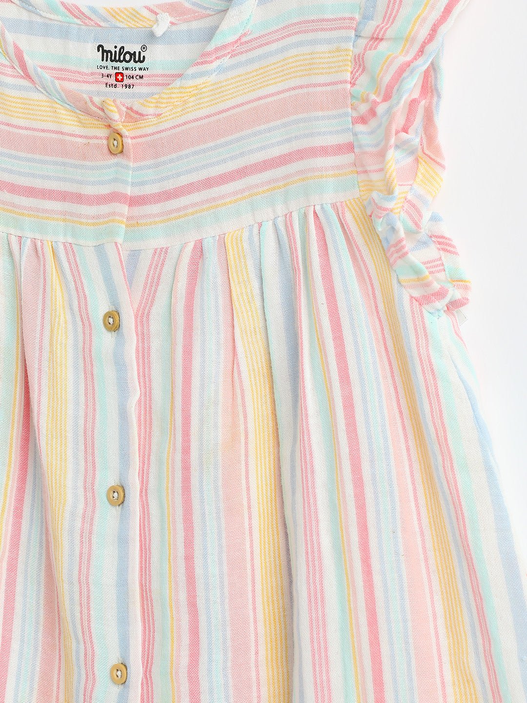 Milou Girls Cotton Striped Dress Pastel Stripe - Milou - Care. The Swiss WayDress