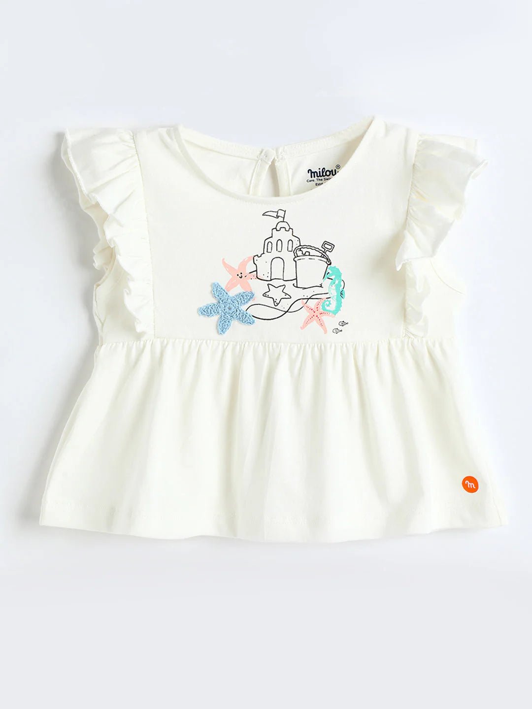 Milou Girls Cotton Top & Shorts Co-ord Set White & Blue Set - Milou - Care. The Swiss WaySets & Suits
